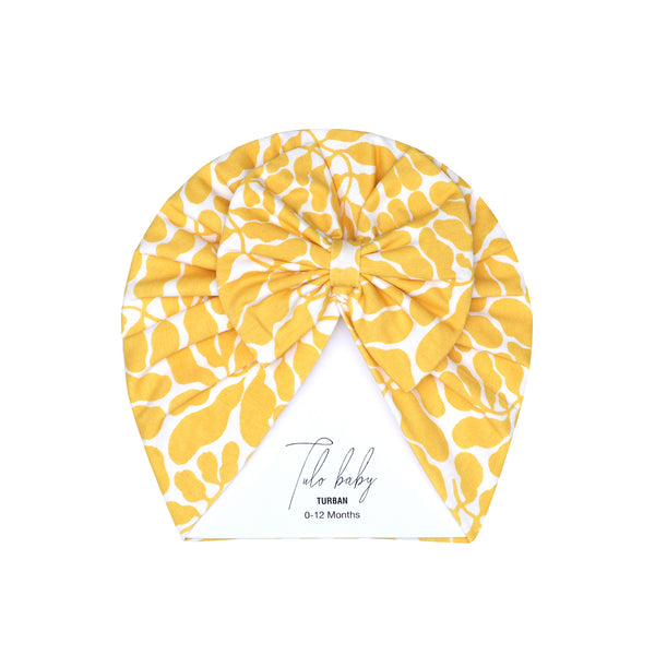 YOLK YELLOW FERN BOW TURBAN