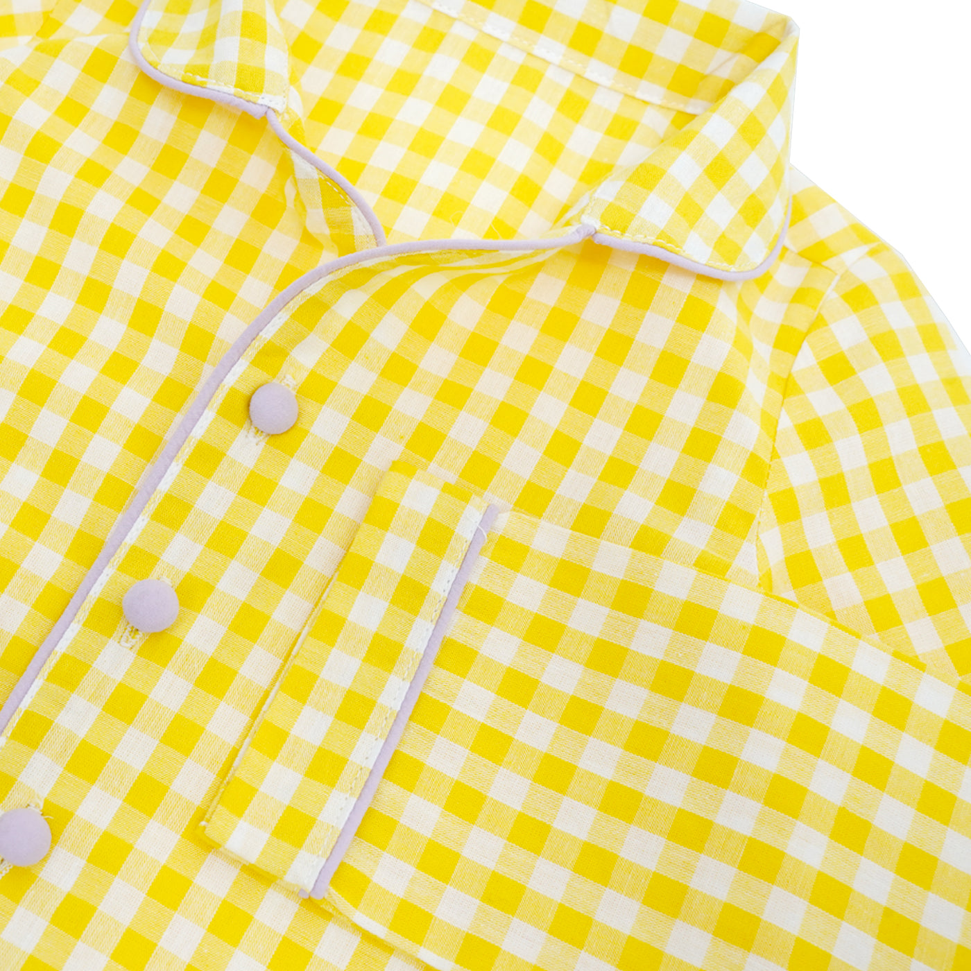 COTTON NIGHT SUIT - YELLOW GINGHAM | SLEEPWEAR | TULO BABY