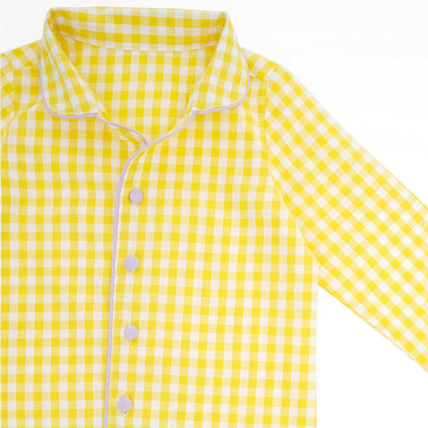 COTTON NIGHT SUIT - YELLOW GINGHAM | SLEEPWEAR | TULO BABY