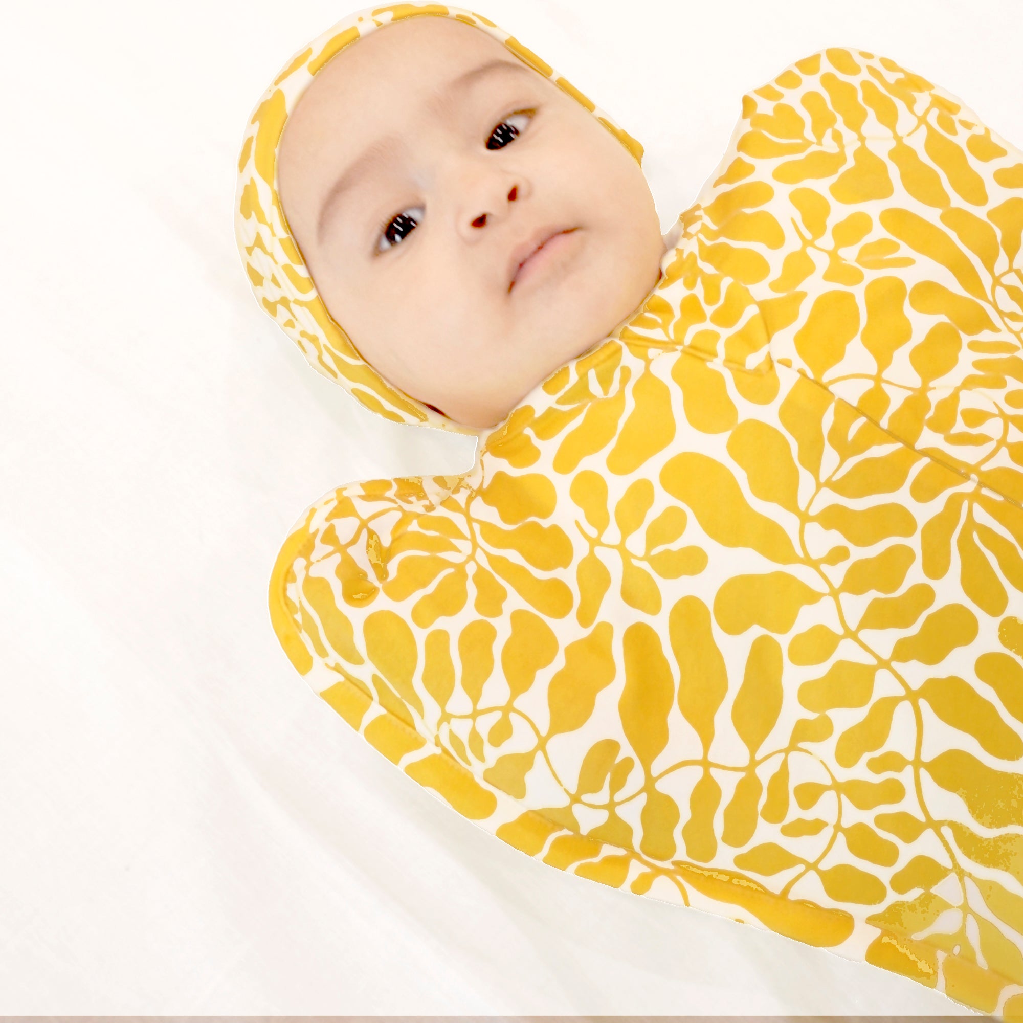 YOLK YELLOW FERN SLEEPING POD SWADDLE FOR BABIES