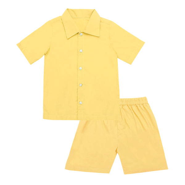 YOLK YELLOW SHIRT AND SHORTS SET
