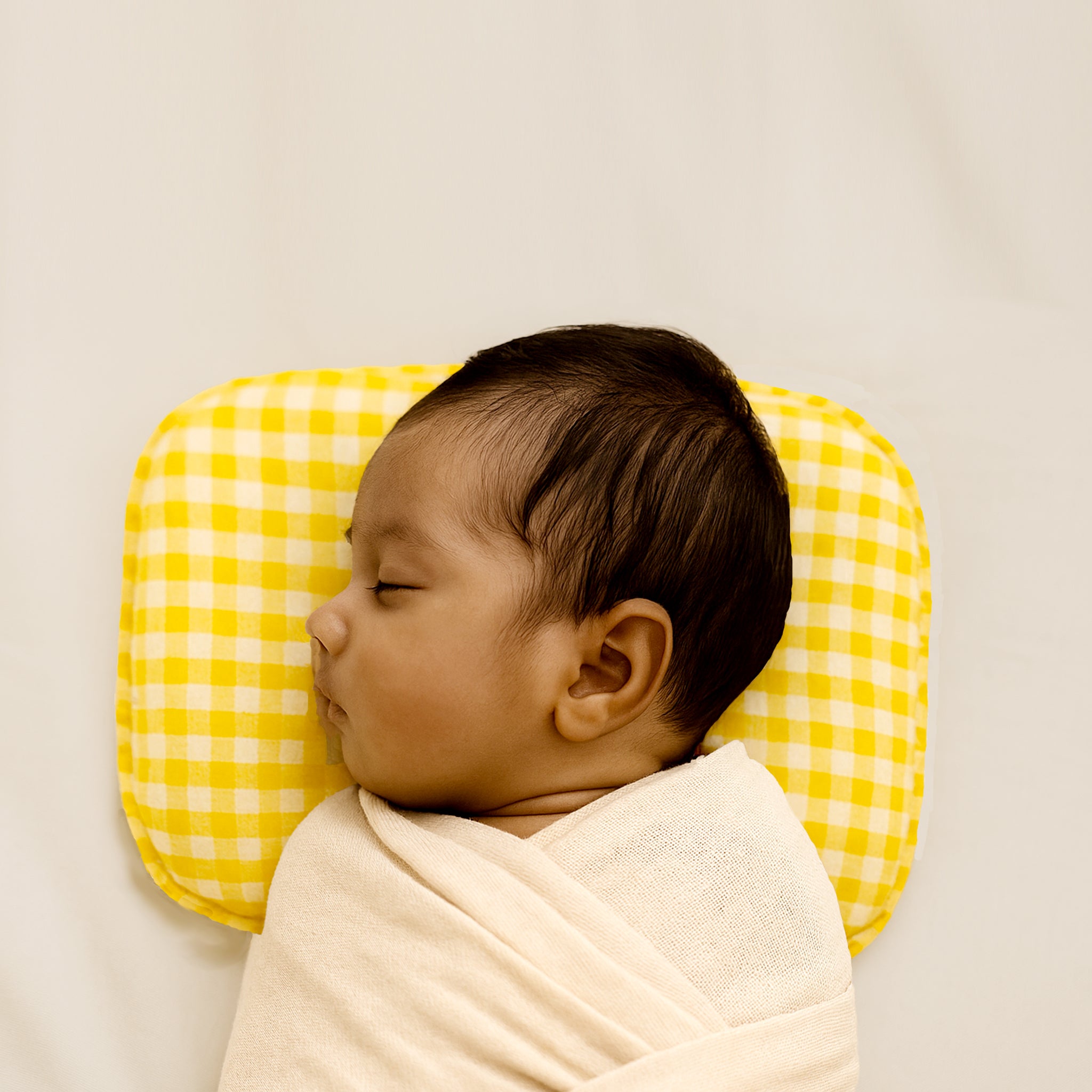 YELLOW GINGHAM NESTO PAD MUSTARD PILLOW