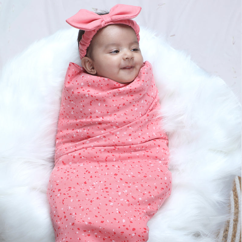DESSERT ROSE TERRAZZO SWADDLE BLANKET GIFT BOX