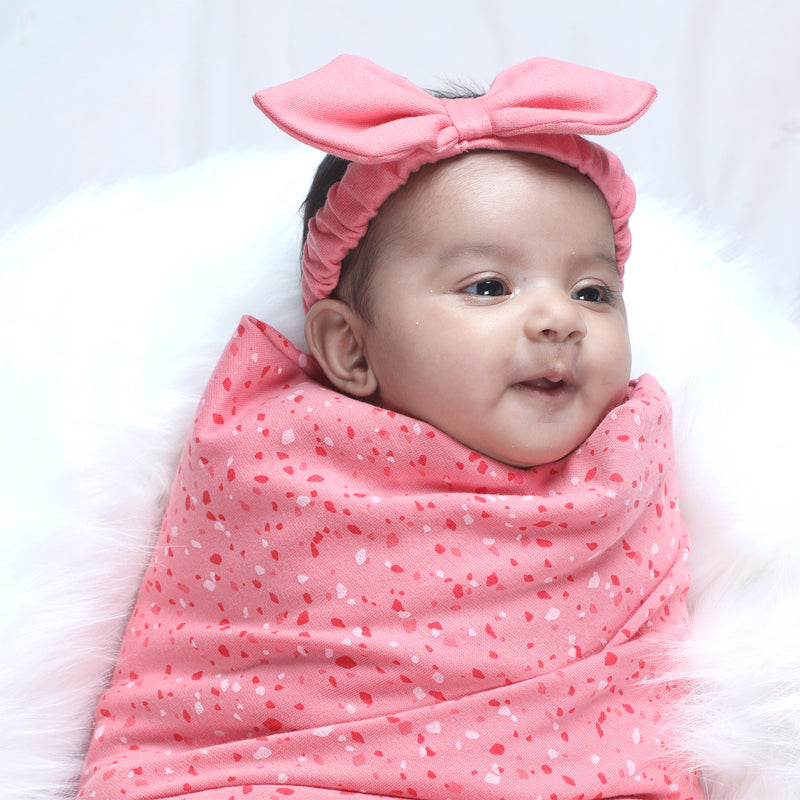 DESSERT ROSE TERRAZZO STRETCHY JERSEY SWADDLE BLANKET