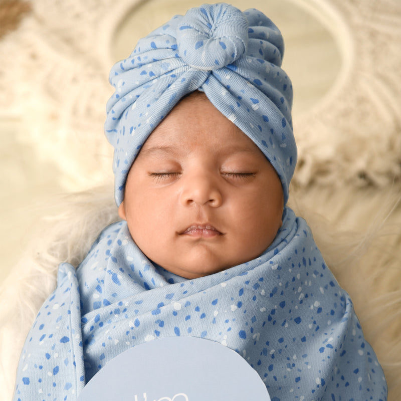 DUSK BLUE STRETCHY JERSEY SWADDLE BLANKET