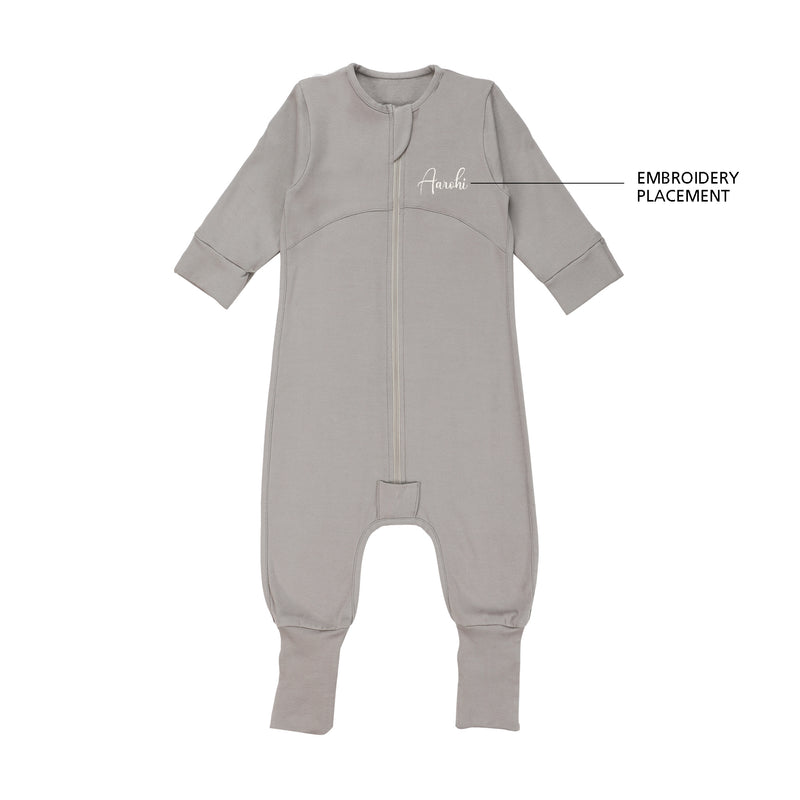 SMOKY GREY ROSE SLEEPSUIT