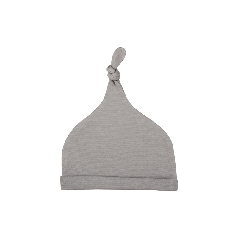 SMOKY GREY KNOTTED BEANIE
