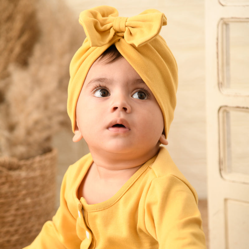 YOLK YELLOW BOW TURBAN