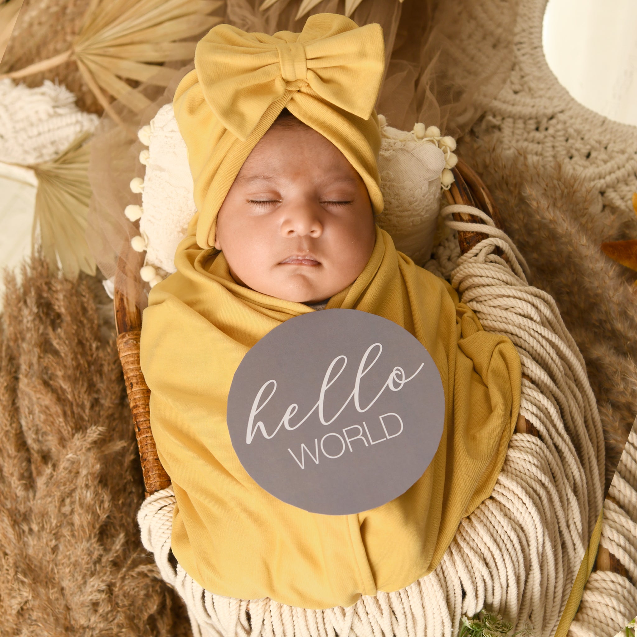 YOLK YELLOW STRETCHY JERSEY SWADDLE BLANKET