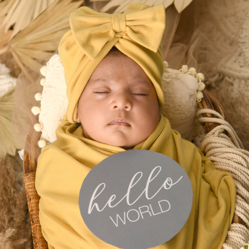 YOLK YELLOW STRETCHY JERSEY SWADDLE BLANKET