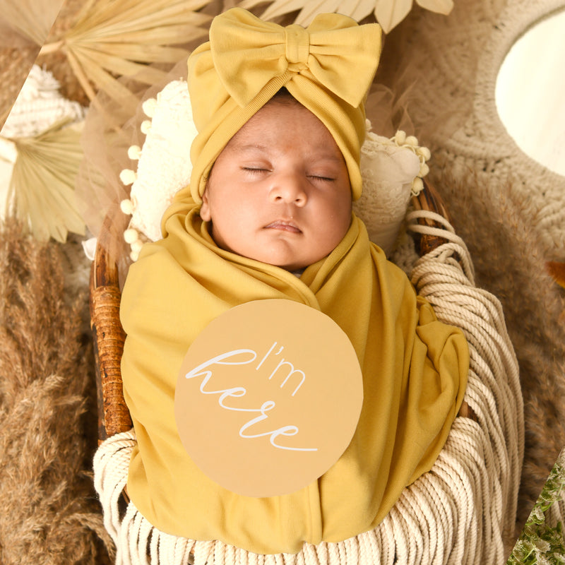 YOLK YELLOW STRETCHY JERSEY SWADDLE BLANKET