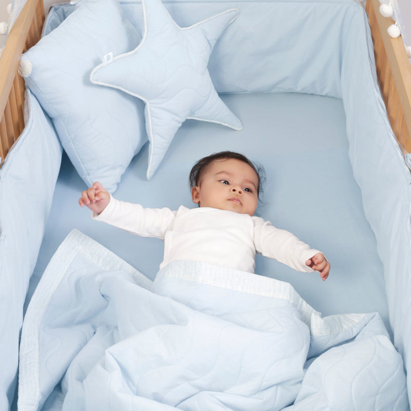 BABY BLUE FITTED CRIB SHEET - TULO BABY